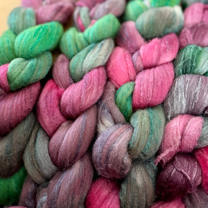 Climate Beneficial Rambouillet/Tussah Silk(80/20) - Green to Fuschia batch b