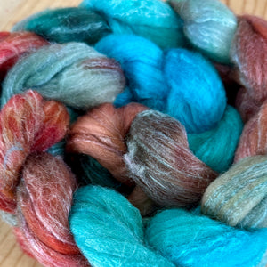 Climate Beneficial Rambouillet/Tussah Silk(80/20) - turquoise to copper (koi pond batch c)