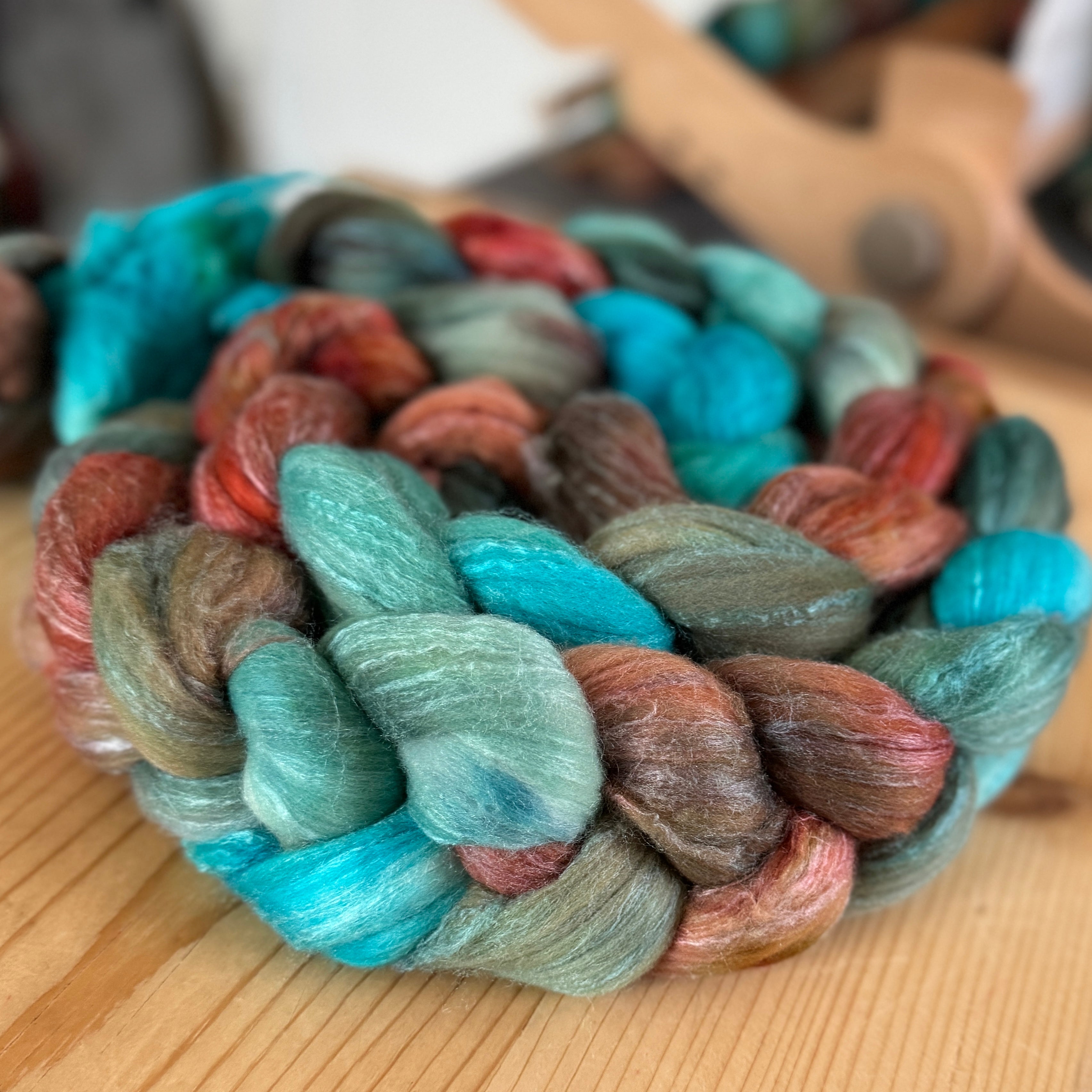 Climate Beneficial Rambouillet/Tussah Silk(80/20) - turquoise to copper (koi pond batch c)