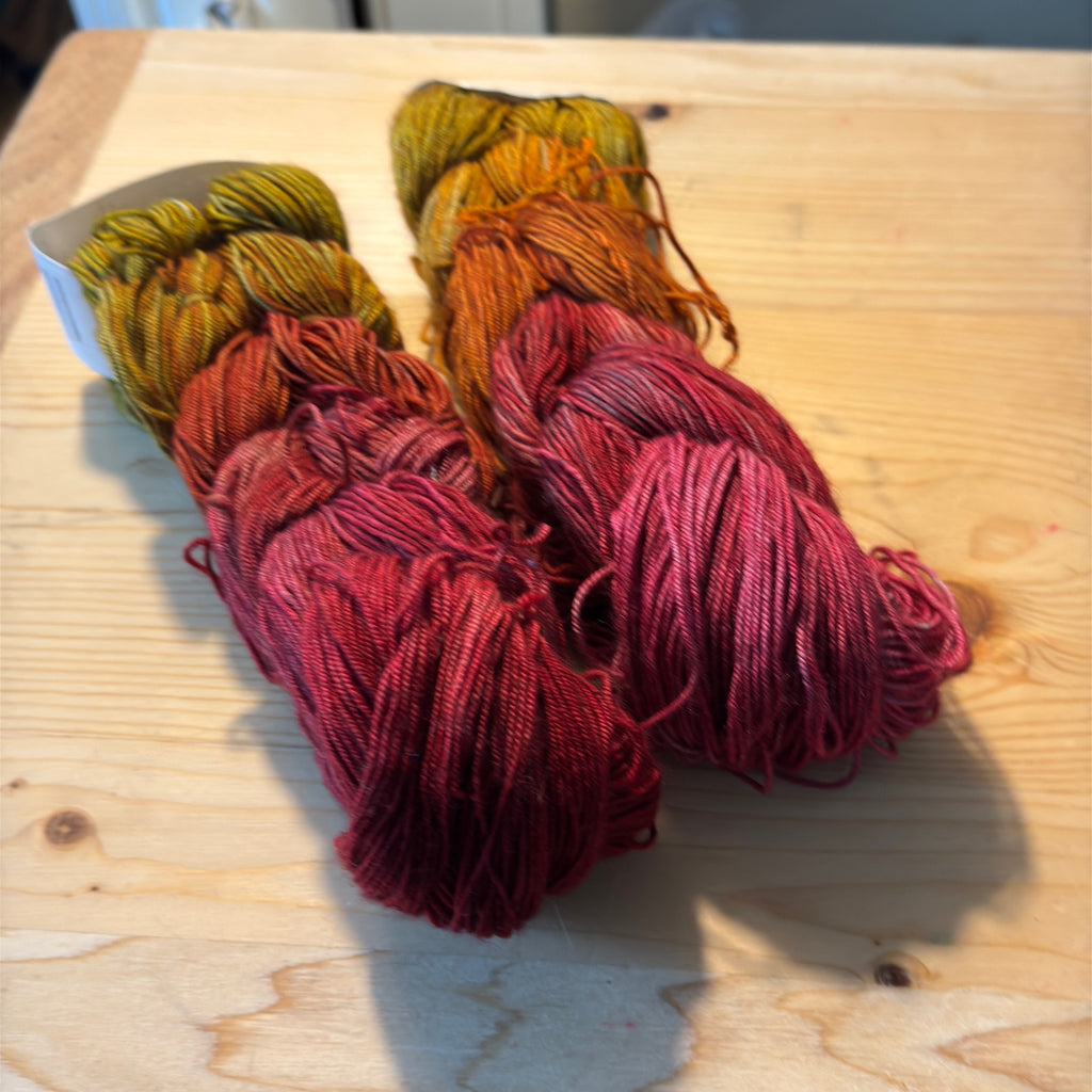Ombre Yoke and Shawl Mini Skeins | Aurai Sock | red to gold